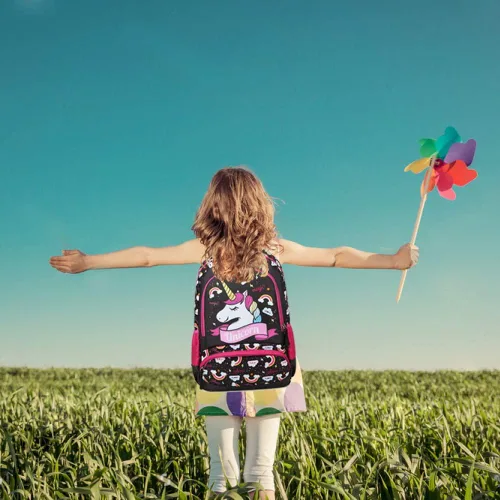 Vista 64 de Juego de mochila para niñas y adolescentes, mochila escolar para niños con bolsa para el almuerzo, estuche para lápices, mochilas escolares