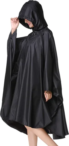 Vista 3 de Spmor Poncho de lluvia impermeable con capucha para adultos con cremallera