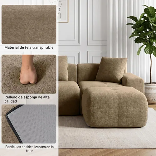Vista 3 de HIPIHOM 105" sofá seccional modular en forma de L, sofá de tela con otomano