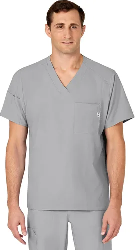 Vista 17 de WonderWink W123 6355 - Camiseta de manga corta para hombre Camiseta médica con cuello en V de 4 bolsillos, hecha para funcionar, ajustar, tela Negro