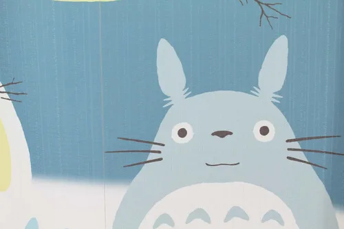 Vista 5 de Totoro Noren - Tapiz de cortina con diseño de cielo invernal y luna creciente
