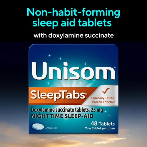 Vista 4 de Unisom SleepTabs, Ayuda nocturna para dormir, succinato de doxilamina, 48 tabletas