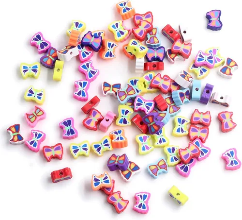 Vista 8 de 100 piezas de cuentas de arcilla polimérica Heishi espaciadoras mixtas, suministros para hacer pulseras, pendientes, collares de bricolaje, Bandera