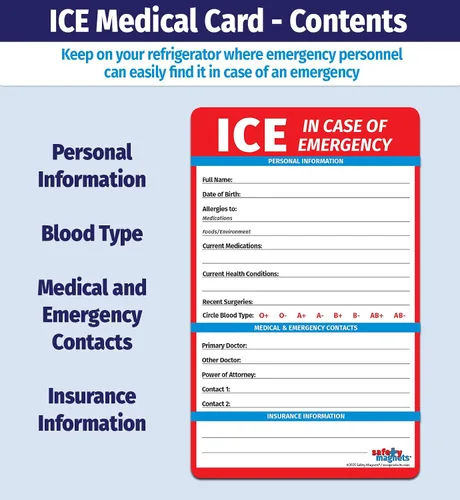 Vista 4 de Safety Magnets by ZOCO - Imán de contacto en caso de emergencia (ICE) para personas mayores - Tarjeta de información médica File of Life