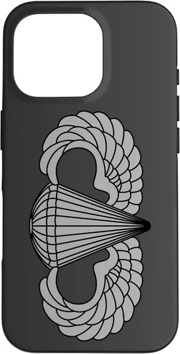 Vista 19 de Insignia básica de paracaidista para iPhone 14, alas de salto aerotransportadas, funda gris