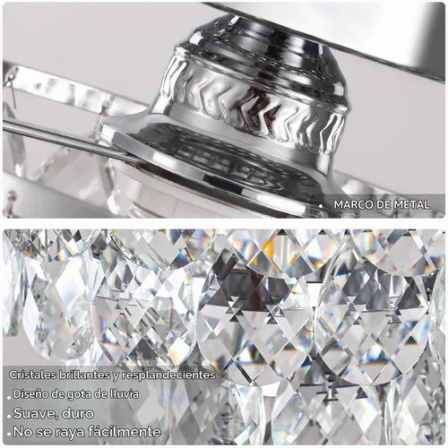 Vista 4 de Luupyia Mini lámpara de techo de cristal pequeña, moderna lámpara de techo de cristal para accesorios de pasillo, lámpara de araña plateada