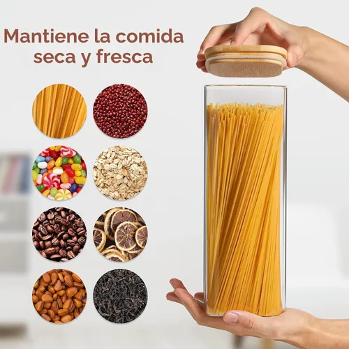 Vista 9 de ComSaf Recipientes de almacenamiento de alimentos con tapas herméticas, juego de 6, recipiente de vidrio transparente con tapa de sellado