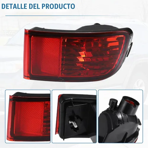 Vista 4 de uxcell Lámpara de luz reflectora de parachoques lateral trasero derecho para Toyota 4Runner 2003-2005 rojo