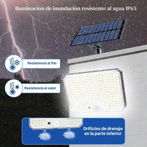 Vista 6 de Luces solares para exteriores, 226 luces LED con sensor de movimiento, iluminación solar del atardecer al amanecer con 3 modos, control remoto