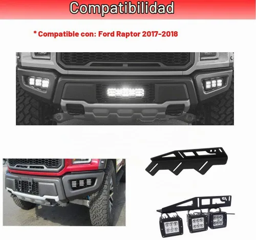 Vista 4 de Soportes de montaje de ubicación de luces antiniebla para parachoques delantero oculto triple compatible con Ford Raptor 2017-2020