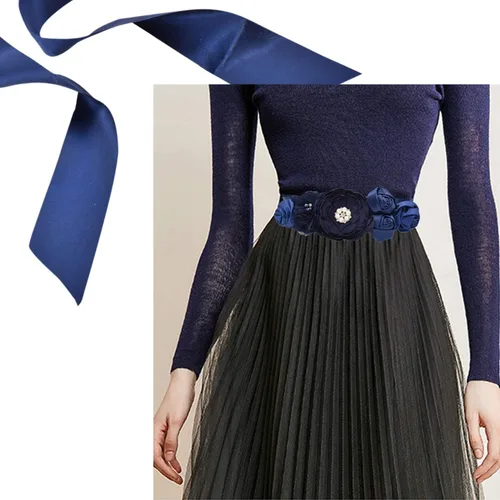 Vista 3 de Bridesmaid Waist Band Flower Satin Bridal Waist Belt for WeddingPartyBridal dress