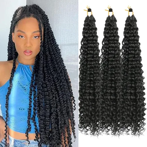 Vista 49 de 3 trenzas de ganchillo Passion Twist, cabello sintético preseparado para trenzar de 14 pulgadas, 3 paquetes de cabello trenzado pretrenzado