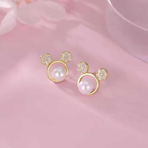 Vista 4 de SLUYNZ Solid 925 Sterling Silver Sparkling CZ Mouse Studs Earrings for Women Teens Cute Mouse Earrings