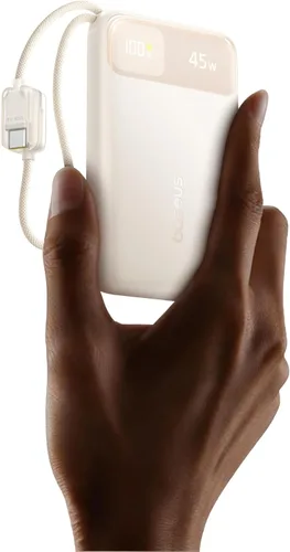 Vista 9 de Baseus Cargador portátil compacto de 20000 mAh de 45 W, banco de energía certificado CCC cables USB-C integrados, paquete de batería de carga rápida