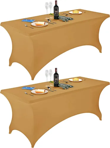 Vista 64 de FORLIFE - Funda de mesa de elastano, mantel ajustado de 4 pies para mesas rectangulares, funda elástica para patio, universal para bodas, banquetes