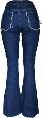 Vista 2 de Aodrusa - Jeans para mujer con dobladillo sin rematar acampanados hechos con parches