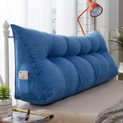 Vista 15 de Almohada triangular para cabecero, almohada de cuña de lectura, cojín de cabecero, almohada de respaldo para día, cama, litera, funda extraíble Negro