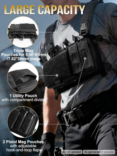 Vista 4 de OneTigris Triple Mag Pouch with Utility Pouch Tactical Placard