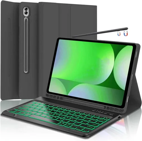 Vista 22 de Funda para teclado para Samsung Galaxy Tab S6 Lite de 10.4" 2024 2022/2020 (SM-P610/P613/P615/P619), Funda para teclado retroiluminada desmontable