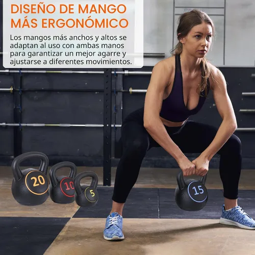Vista 4 de F2C - Juego de pesas rusas de 4 piezas, juego de pesas para entrenamiento de fuerza, pesas rusas de 5 libras, 10 libras, 15 libras, 20 libras, pesas