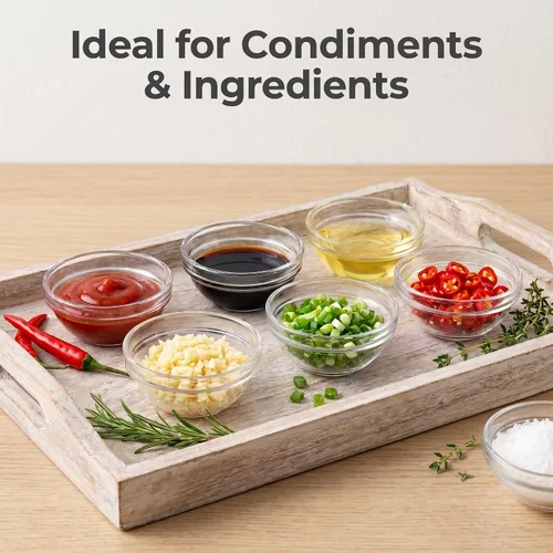 Vista 4 de 30 mini cuencos de plástico pequeños, 3.5 pulgadas y 4 onzas, cuencos de ingredientes para salsa de inmersión, aperitivos, postres, helados, dulces
