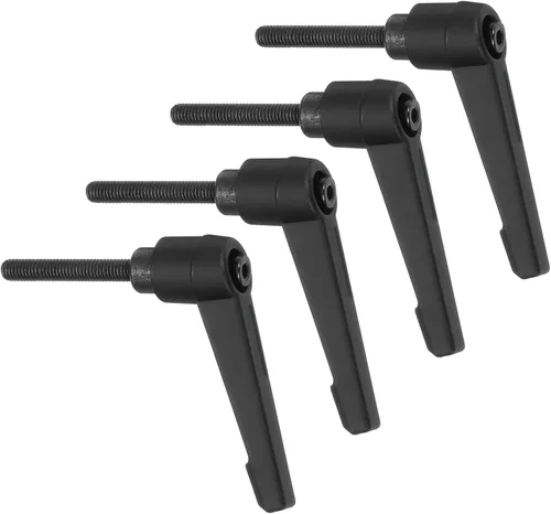 Vista 10 de uxcell 4 perillas ajustables M5 x 0.472 in, rosca macho, botón de trinquete, bloqueo rápido, perno giratorio para maquinaria de torno, color negro
