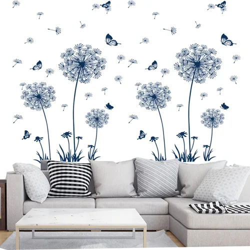 Vista 3 de Arawat 2 Juego de Calcomanías de Diente de León para Pared Pelar y Pegar Calcomanías de Pared de Diente de León Azul Adhesivos de Pared Florales
