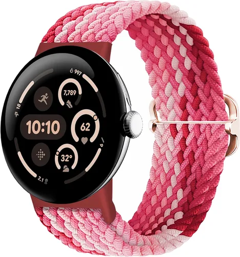 Vista 46 de Correas trenzadas Solo Loop compatibles con Google Pixel Watch 4, 3, 2, 1 de 1.61 pulgadas/1.77 pulgadas, correas elásticas ajustables de nailon