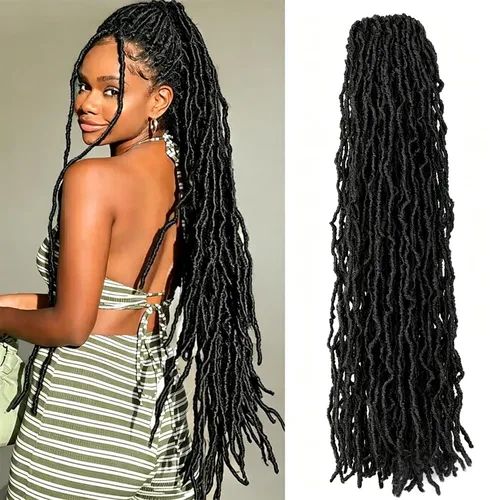Vista 27 de 6 Paquetes Soft Locs Cabello de Ganchillo Pre Looped Faux Locs Trenzas de Ganchillo Goddess Locs Dreadlocs Cabello Sintético Para Mujeres Negras 1b