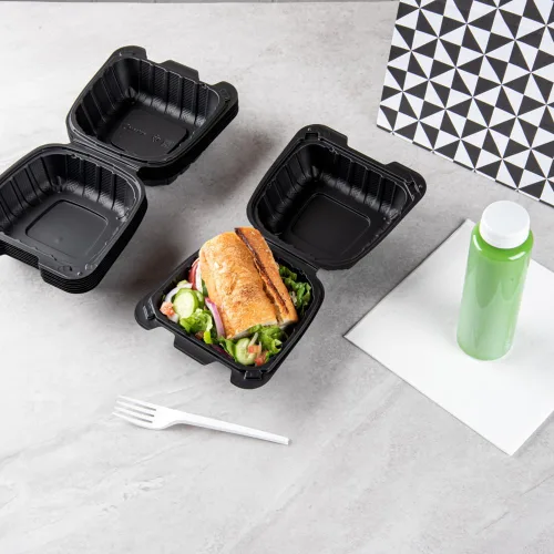 Vista 8 de Restaurantware Thermo Tek - Recipientes para llevar rellenos de minerales de 6 x 6 x 3 pulgadas, 100 recipientes duraderos para llevar, contenedores