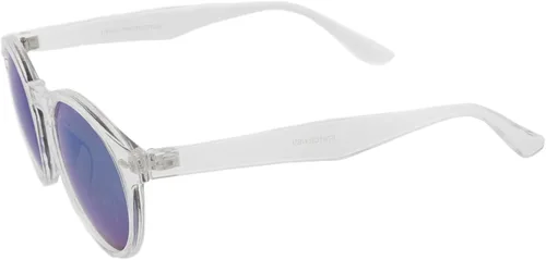 Vista 3 de zeroUV Retro Translucent Frame Color Mirror Lens Round Horn Rimmed Sunglasses 50mm