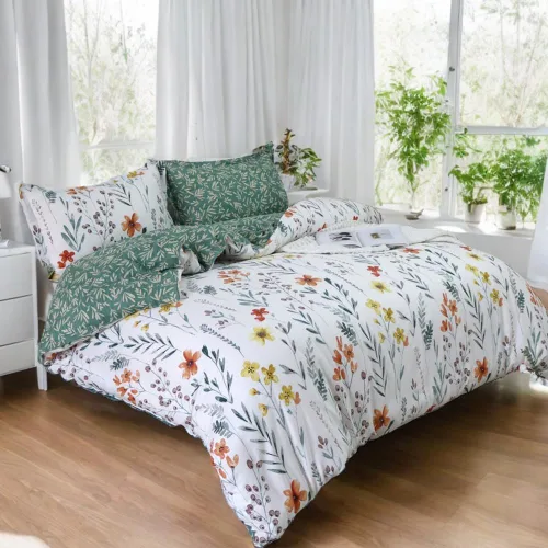 Vista 28 de Helthep Funda de edredón floral tamaño Twin, 100% algodón, con estampado de flores rosas, funda de edredón vintage botánica con hojas verdes, funda