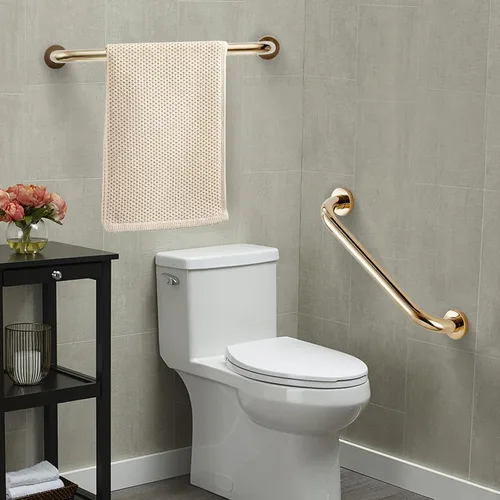 Vista 2 de WINCASE Barras de agarre doradas para ducha, mango de ducha de bañera, pasamanos de inodoro de 12 pulgadas de latón macizo para seguridad con Oro 12