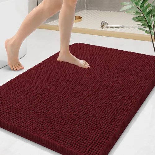 Vista 190 de Arotive Alfombras de baño de felpilla extrasuaves y absorbentes, de 24 x 16 pulgadas, lavables a máquina, parte trasera de goma antideslizante