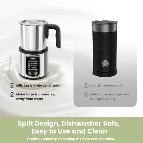 Vista 6 de Gevi Cafetera de capuchino automática de 20 bares, de calentamiento rápido, con espumador de leche espumosa para expreso, latte macchiato, tanque