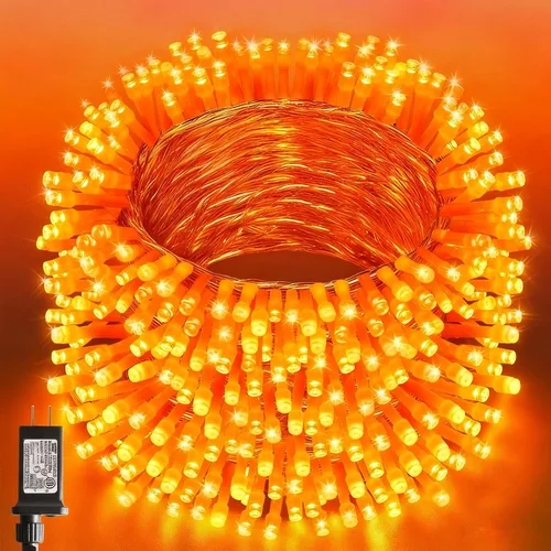 Vista 12 de Luces de Navidad azules enchufables de 66 pies, 200 luces LED conectables para árbol de Navidad, 8 modos de luces de cadena para interiores