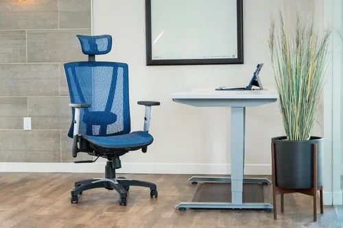 Vista 2 de Silla de oficina ergonómica ajustable negra de 53 pulgadas de alto, silla ergonómica de oficina en casa, silla ergonómica con reposacabezas, sillas