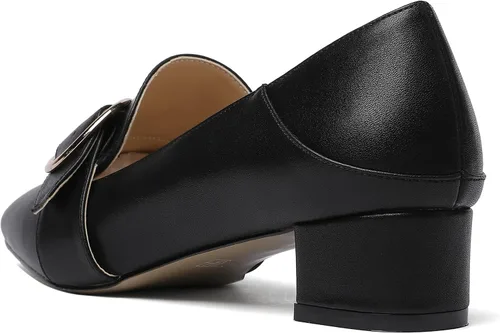 Vista 6 de MODENCOCO Zapatos de tacón bajo con hebilla de punta cuadrada para mujer de 1.5 pulgadas