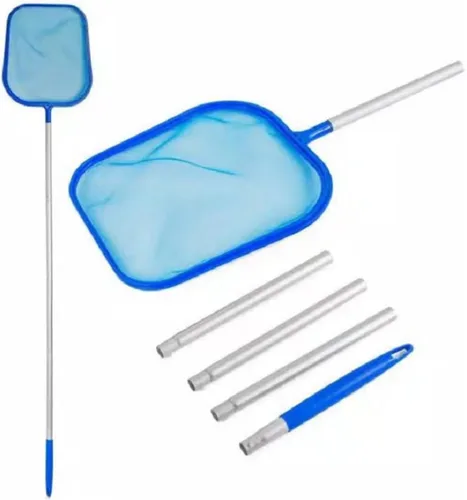Vista 4 de Red de desnatador de hojas para piscina, poste multisegmento de 60 pulgadas (5 conectores de acero inoxidable), ligera, fácil de usar, bolsa