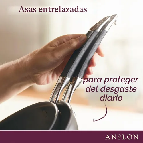 Vista 3 de Anolon Smart Stack - Juego de sartén antiadherente anodizada dura / Juego de sartenes - 8.5 pulgadas y 10 pulgadas, negro