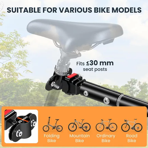 Vista 3 de Aosom Remolque de carga para bicicleta, remolque de bicicleta, carrito de bicicleta de alta resistencia, almacenamiento compacto plegable