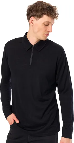 Vista 15 de 100% Merino Wool Polo Shirt Men - Quarter Zip Long and Short Sleeve Black