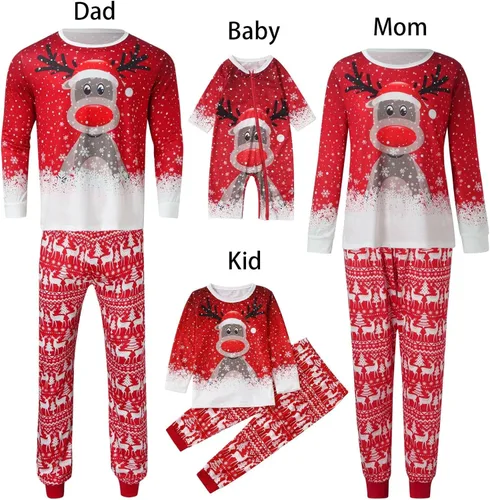 Vista 4 de Matching Family Pajamas 2023 Christmas Pajamas Family Sets Ugly Christmas Pajamas Set 2 Piece Xmas Holiday Pjs Sets