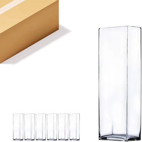 Vista 13 de WGV - Jarrón rectangular de bloque de 6 pulgadas, ancho de 4 pulgadas, altura de 6 pulgadas, recipiente de vidrio transparente para ramo de flores