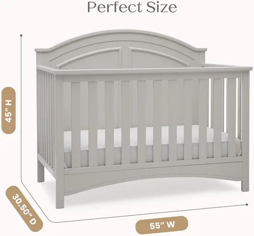 Vista 8 de Delta Children Perry, cuna convertible 6 en 1 - Certificada Greenguard Gold, color gris Moonstruck Gris (Moonstruck Grey)