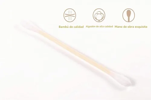 Vista 6 de 1500 piezas de algodón de bambú natural, hisopos de algodón biodegradables orgánicos Paquete de 3 (1500 piezas)