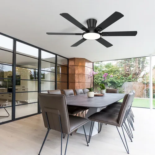 Vista 6 de Ventiladores de techo negros de 52 pulgadas con luces, ventilador de techo