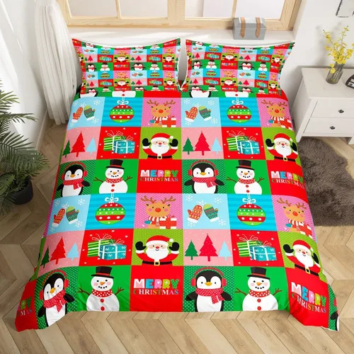 Vista 39 de Feelyou Juego de ropa de cama de Navidad gris para niños, tamaño individual, funda de edredón enana de Navidad para niños, niñas, adolescentes