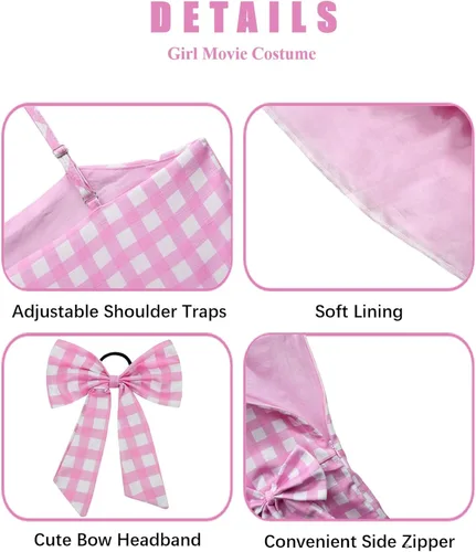 Vista 4 de CREATIE Vestido de disfraz para niña de Bar-bie 2023 con accesorios, talla 4-10 años