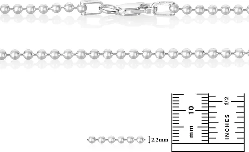 Vista 3 de 1mm-5mm Solid .925 Sterling Silver Ball Military Chain Necklace or Bracelet